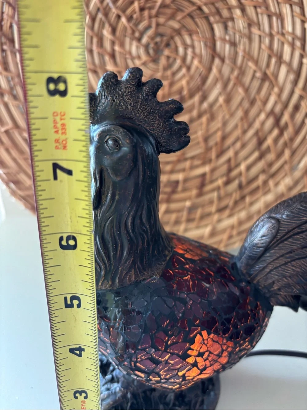 Vintage Mosiac Glass Brown Chicken Rooster Night Light Table Desk Accent Light